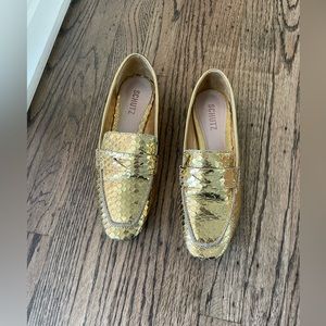 Schutz Gold Metallic Flats, Size 6.5